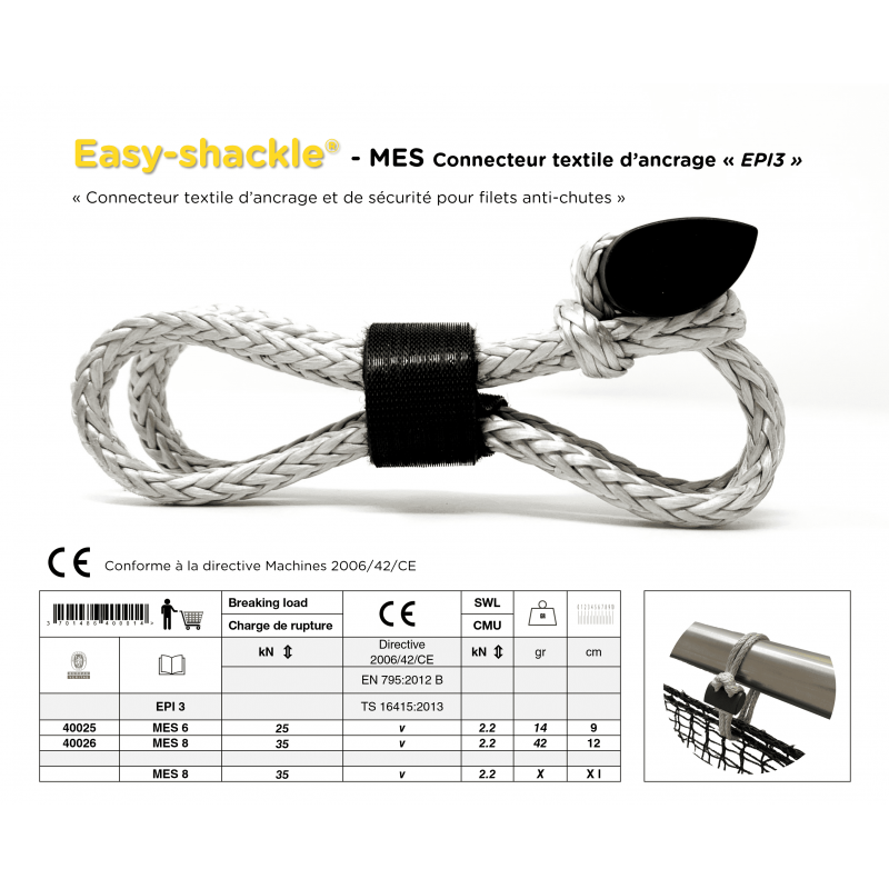 Easy Snap-shackle® textile anchoring device, carabiner EN795-B
